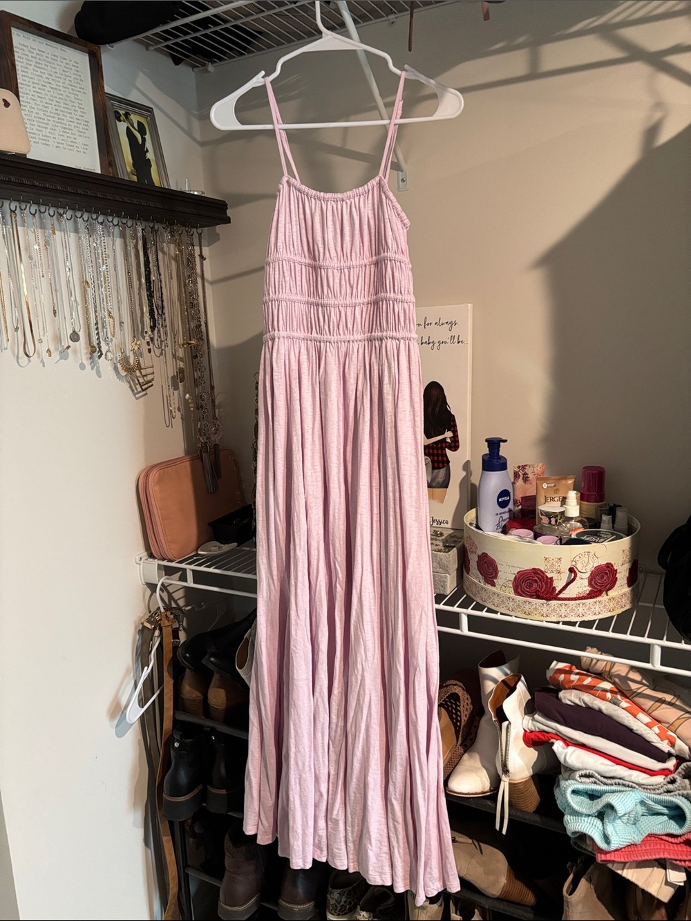 American Eagle Outfitters Light Pink Smocked Maxi Dress